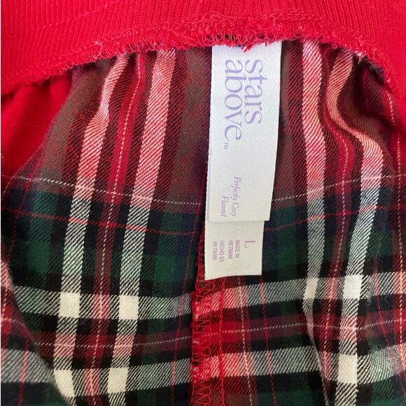 Stars Above Women PJ Pants L Taper Leg Red Plaid Flannel Adjustable Cozy Warm - Picture 2 of 10
